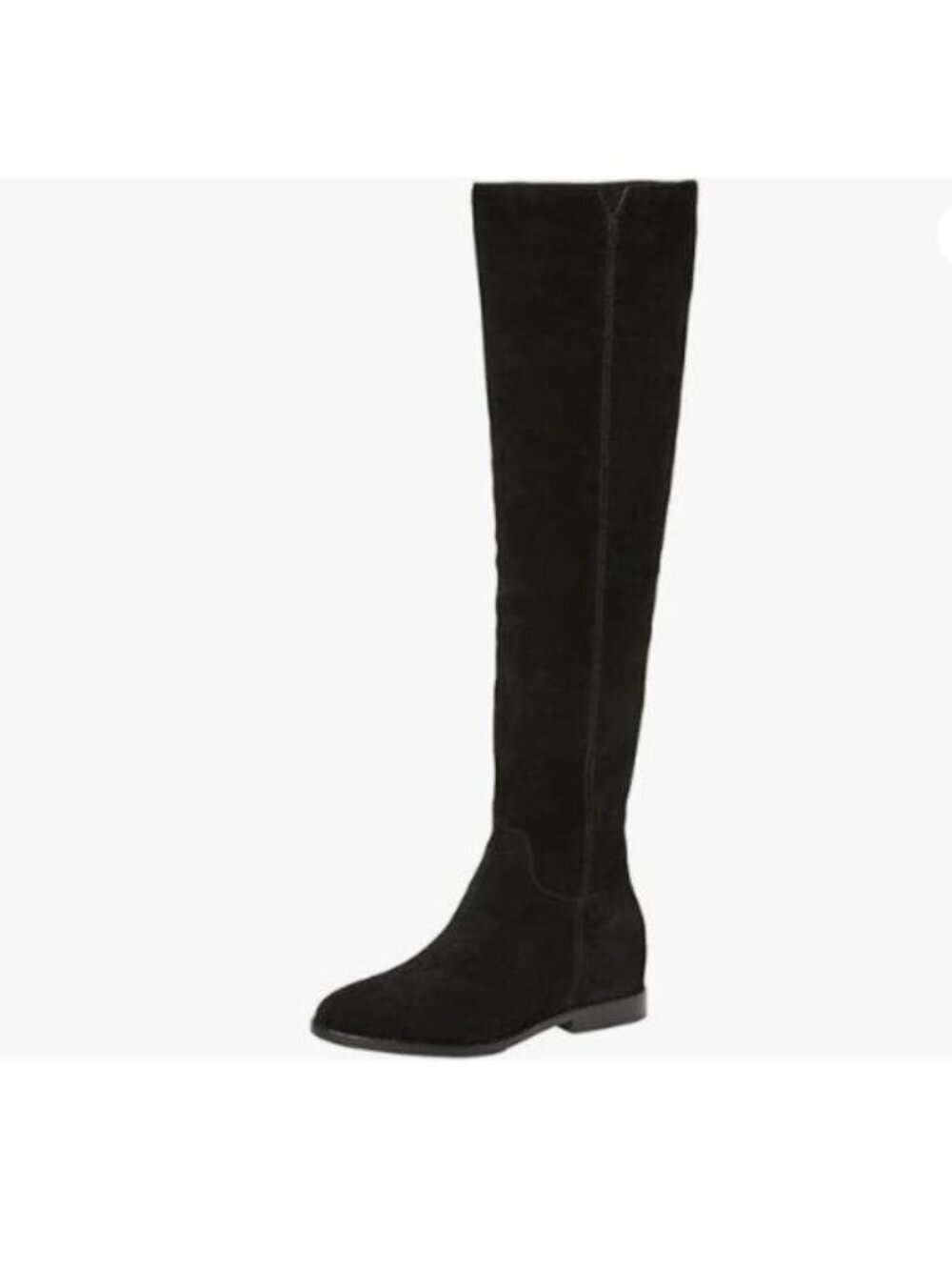 Pazzion Women Almond Toe Knee High Boots with Partial Zipper Stretchy Black Boot